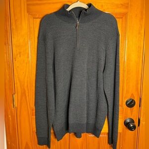 POLO Ralph Lauren Merino Wool Charcoal Grey Quarter Zip Sweater Mens XL